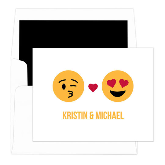 White Me and You Emoji Folded Note Cards